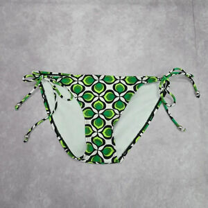 Ingear Green Black White Floral Geometric‎ Tie Bikini Bottom Swimwear Medium